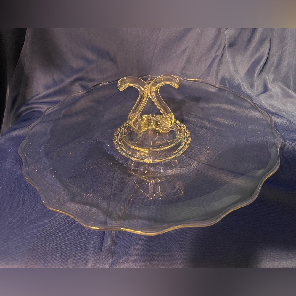 Vintage Viking Glass “Princess” Tidbit Center Handle Serving Tray Platter